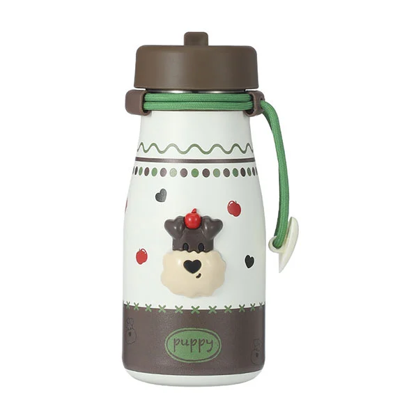 Bouteille de lait en acier inoxydable avec paille